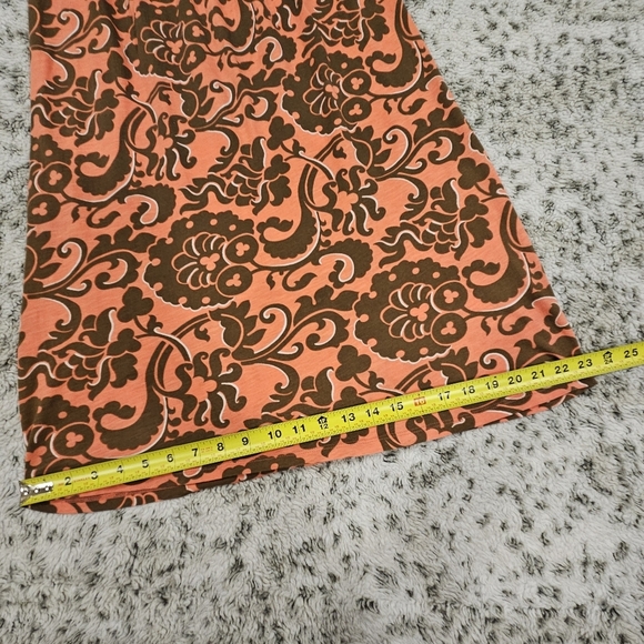 Boden SZ 6R Boho Orange Brown Paisley Shift Sleeveless Dress W/Ruffled Neckline - Picture 11 of 11